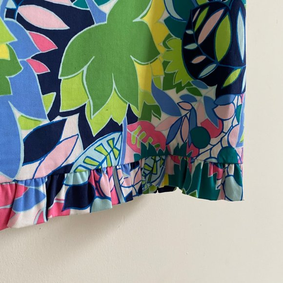 Tropical Kelly Green Sateen Sleeveless Sheath Dress w/ Ruffle Hem Talbots 6 P - Picture 5 of 8